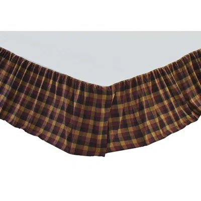 Vhc Brands Primitive Check Check 16" Bed Skirt In Black;red;yellow