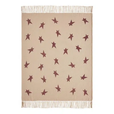 Vhc Brands Primitive Holiday Decor Star Woven Cotton Throw In Red;tan