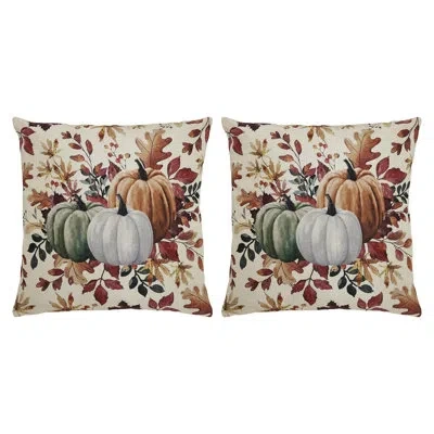 Vhc Brands Pumpkin Floral Pillow Cover Set Of 2 20lx20w In Brown