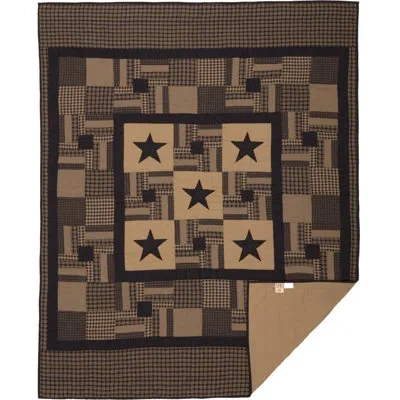 Vhc Brands Raven Black/khaki Tan Standard Cotton Reversible Quilt In Black;tan