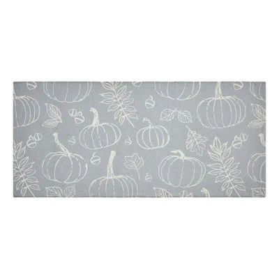 Vhc Brands Rectangle Silhouette Pumpkin Floral Machine Woven Recycled P.e.t. Indoor/outdoor Area Rug In Gray In Gray;cream
