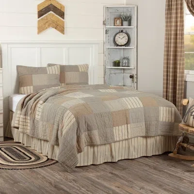 Vhc Brands Reversible Quilt Set In Gray;cream;tan
