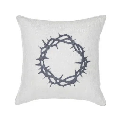 Vhc Brands Risen Crown Of Thorns Pillow 6x6 In White;gray