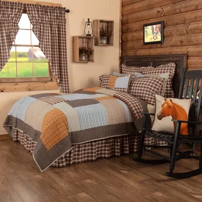 Vhc Brands Rory 136 Tc Reversible Rustic Quilt In Brown;gray;tan