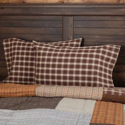 Vhc Brands Rory 136 Thread Count Plaid 100% Cotton Pillowcase In Brown;cream;tan