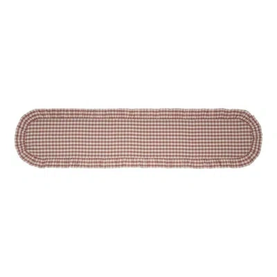 Vhc Brands Rosehill Cottage Dusty Rose Gingham Ruffled Cotton Table Runner - 12x72 Pink & Natural Oval Runner In Pink,cream