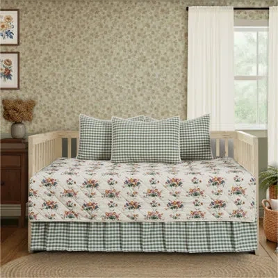 Vhc Brands Rosehill Cottage Floral Cotton Daybed Quilt Set - 5-piece - Dusty Rose & Natural In Blue;pink;cream