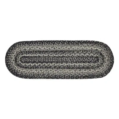 Vhc Brands Round Geometric Jute Table Runner In Black;white
