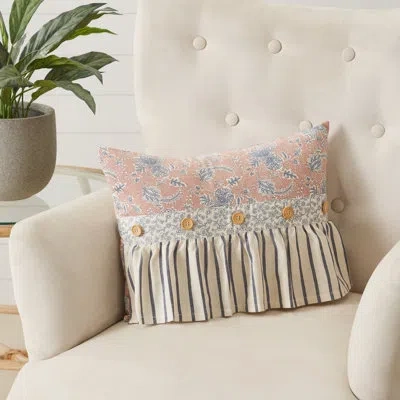 Vhc Brands Ruffled Rectangular Cotton Pillow Cover & Insert In Blue;pink;cream