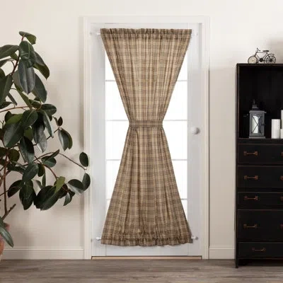 Vhc Brands Sawyer Mill 100% Cotton Plaid Room Darkening Rod Pocket Single Curtain Panel In Dark Tan,coal Black