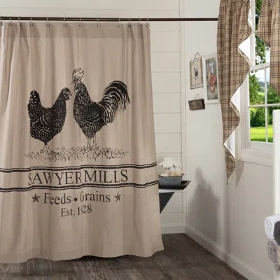 Vhc Brands Sawyer Mill 100% Cotton Single Shower Curtain In Black;tan