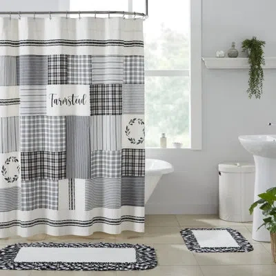 Vhc Brands Sawyer Mill 100% Cotton Single Shower Curtain In Black;white