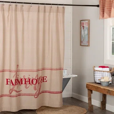 Vhc Brands Sawyer Mill 100% Cotton Single Shower Curtain In Red;tan
