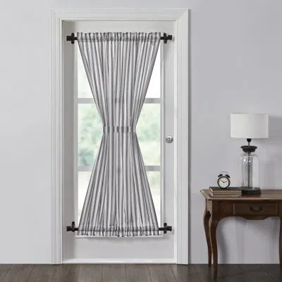 Vhc Brands Sawyer Mill 100% Cotton Striped Room Darkening Rod Pocket Single Curtain Panel In Black;white