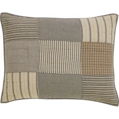 Vhc Brands Sawyer Mill 100% Cotton Ties Sham In Charcoal Gray,khaki,dark Creme