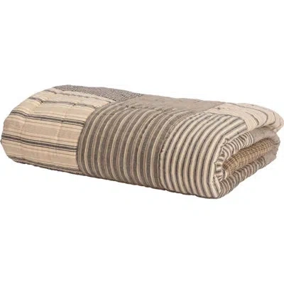 Vhc Brands Sawyer Mill Block Cotton Throw In Charcoal Gray,khaki,dark Cream