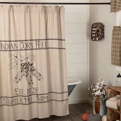 Vhc Brands Sawyer Mill Charcoal Corn Feed 100% Cotton Single Shower Curtain