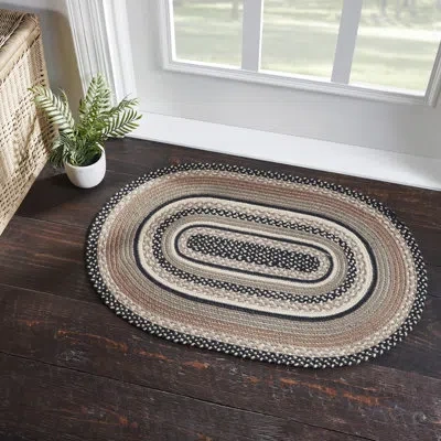 Vhc Brands Sawyer Mill Charcoal Creme Jute Rug W/ Pad In Ivory,gray,taupe