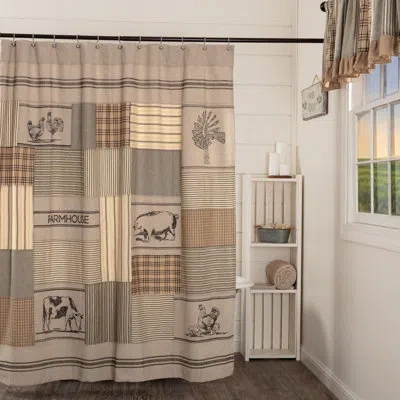 Vhc Brands Sawyer Mill Cotton Patchwork Single Shower Curtain In Gray;cream;tan