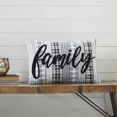 Vhc Brands Sawyer Mill Family Cotton Patchwork Lumbar Pillow In Black;white