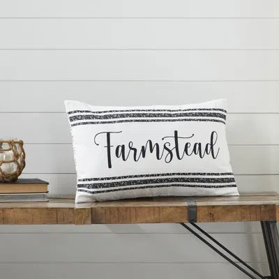 Vhc Brands Sawyer Mill Farmstead Cotton Lumbar Pillow In Black;white