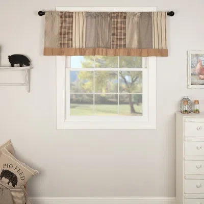 Vhc Brands Sawyer Mill Patchwork Cotton Tailored Window Valance In Charcoal
