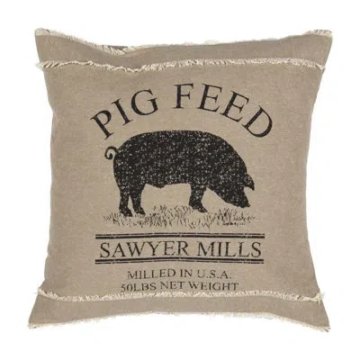 Vhc Brands Sawyer Mill Pig 100% Cotton Pillow Cover & Insert In Black;tan