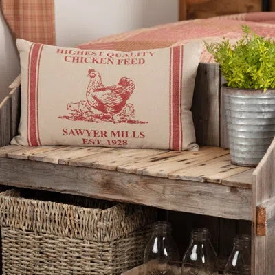 Vhc Brands Sawyer Mill Rectangular Cotton Pillow Cover & Insert In Red;tan