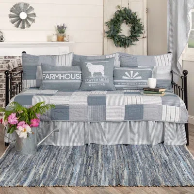 Vhc Brands Sawyer Mill Standard Cotton Reversible 5 Piece Quilt Set In Blue