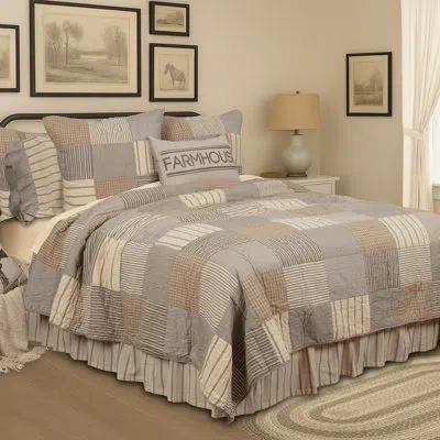 Vhc Brands Sawyer Mill Standard Cotton Reversible Farmhouse / Country Quilt In Charcoal