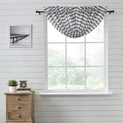 Vhc Brands Sawyer Mill Striped Cotton Balloon 60" Window Valance In Black/white