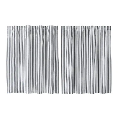 Vhc Brands Sawyer Mill Striped Cotton Tailored 36" Cafe Curtain In Black;white