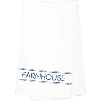 Vhc Brands Sawyer Mill Tea Towel In Denim Blue,soft White