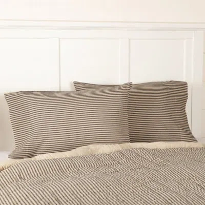 Vhc Brands Sawyer Mill Ticking 136 Thread Count Striped 100% Cotton Pillowcase In Black;cream