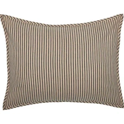 Vhc Brands Sawyer Mill Ticking Stripe Sham In Dark Creme,coal Black