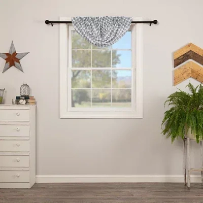 Vhc Brands Sawyer Plaid Light-filtering Rod Pocket Single Balloon Shade In Blue