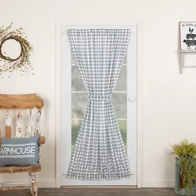 Vhc Brands Sawyer Plaid Light-filtering Rod Pocket Single Door Panel Curtain In Blue