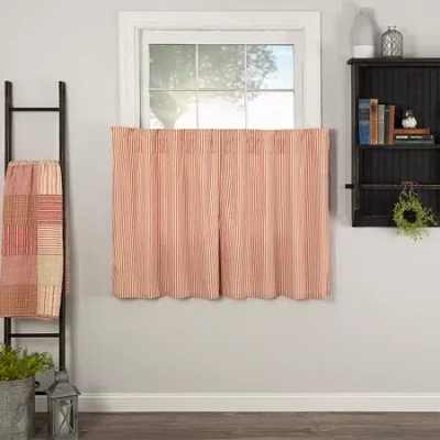 Vhc Brands Sawyer Ticking 2-pc. Rod Pocket Window Tier In Red