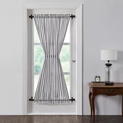 Vhc Brands Sawyer Ticking Light-filtering Rod Pocket Single Door Panel Curtain In Black
