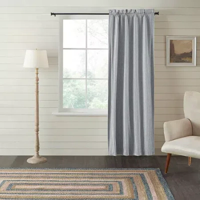 Vhc Brands Sawyer Ticking Rod Pocket Blackout Single Curtain Panel In Blue