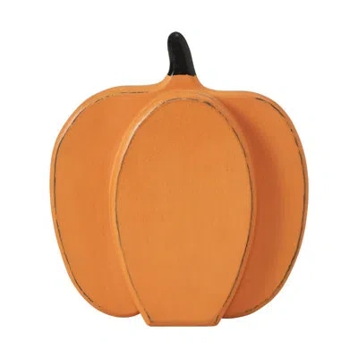 Vhc Brands Short Orange Wooden Pumpkin 9x8x2 In Orange;black