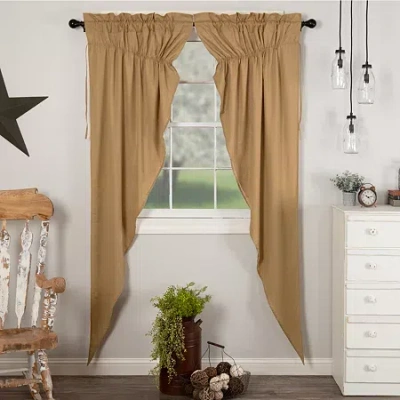 Vhc Brands Simple Life Prairie Rod Pocket Light-filtering Set Of 2 Curtain Panel In Sand