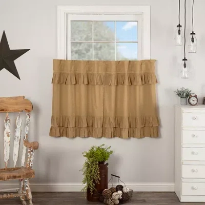 Vhc Brands Simple Life Ruffled 2-pc. Rod Pocket Window Tier In Sand