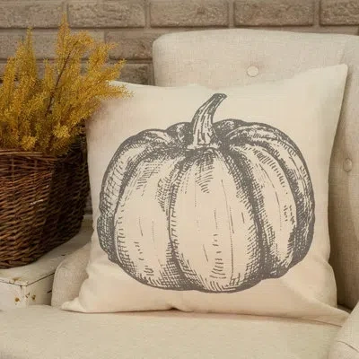 Vhc Brands Sketched Pumpkin Pillow Cover 20lx20w In Cream