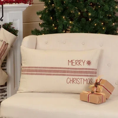 Vhc Brands Sleigh Bells Ring Merry Christmas Pillow Cover 25lx15w In Red