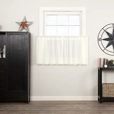 Vhc Brands Solid Tailored Kitchen Curtain In White
