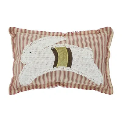 Vhc Brands Spring In Bloom Applique Leaping Bunny Pillow 7x12 In Red;cream;tan