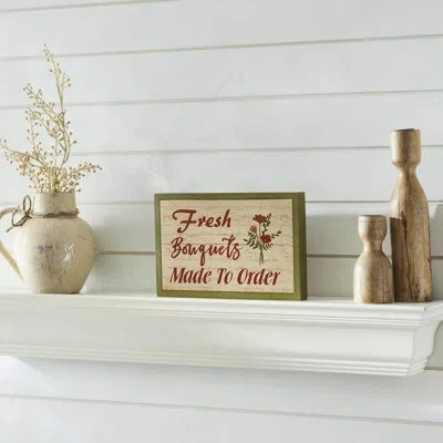 Vhc Brands Spring In Bloom Fresh Bouquets Made To Order Mdf Framed Wall Sign 6.5x10x1 In Green;pink;tan