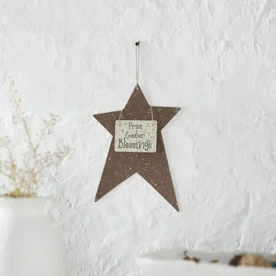 Vhc Brands Spring In Bloom Galvanized Metal Prim Easter Blessing Star 9.75x7.3 In Brown;green;tan