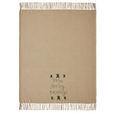 Vhc Brands Spring In Bloom Handmade Throw Blanket In Green;tan